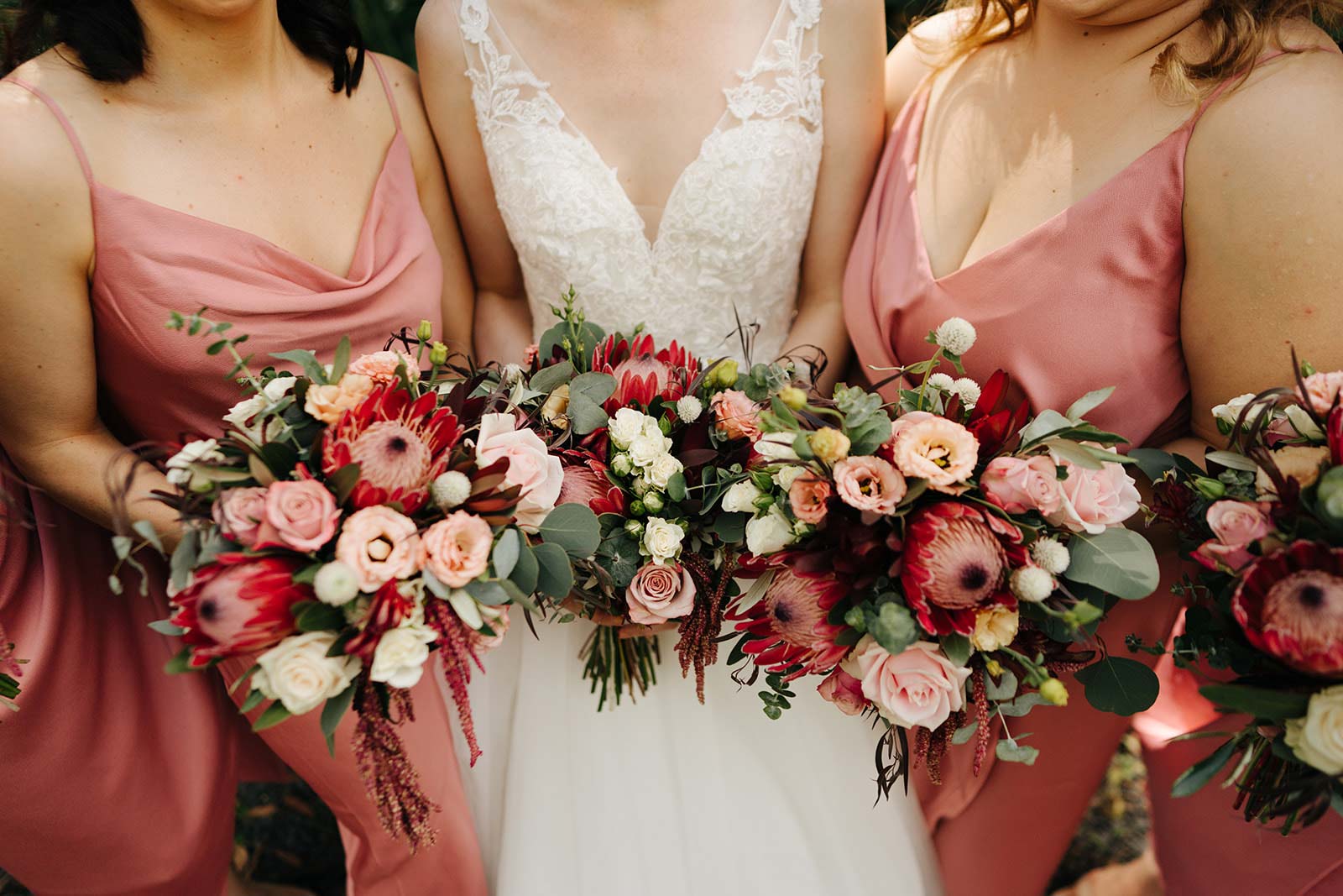 Pink and red bridal bouquet